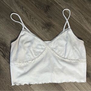 White Lace Trim Cami Top